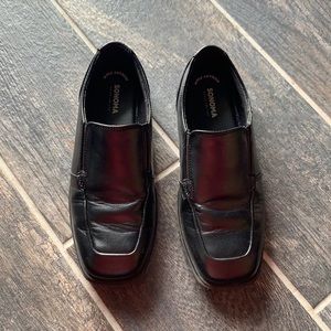 Boys black slip on shoes